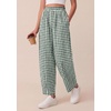 image:imagePRETTYGARDEN Plaid Barrel Pants Women Summer 2026 Casual Loose Wide Leg Lounge Gingham Trousers Spring Fashion Beach BottomsDark Green Plaid