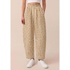 image:imagePRETTYGARDEN Plaid Barrel Pants Women Summer 2026 Casual Loose Wide Leg Lounge Gingham Trousers Spring Fashion Beach BottomsKhaki Plaid