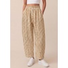 image:imagePRETTYGARDEN Plaid Barrel Pants Women Summer 2026 Casual Loose Wide Leg Lounge Gingham Trousers Spring Fashion Beach BottomsKhaki Plaid