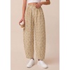 image:imagePRETTYGARDEN Plaid Barrel Pants Women Summer 2026 Casual Loose Wide Leg Lounge Gingham Trousers Spring Fashion Beach BottomsKhaki Plaid