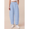 image:imagePRETTYGARDEN Plaid Barrel Pants Women Summer 2026 Casual Loose Wide Leg Lounge Gingham Trousers Spring Fashion Beach BottomsLight Blue Plaid