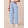 image:imagePRETTYGARDEN Plaid Barrel Pants Women Summer 2026 Casual Loose Wide Leg Lounge Gingham Trousers Spring Fashion Beach BottomsLight Blue Plaid