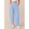 image:imagePRETTYGARDEN Plaid Barrel Pants Women Summer 2026 Casual Loose Wide Leg Lounge Gingham Trousers Spring Fashion Beach BottomsLight Blue Plaid