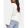 image:imagePRETTYGARDEN Womens Bell Long Sleeve Going Out Tops Asymmetric Shirts  Soft Ribbed KnitRuched Side Slim Fit TeesGoing Out Date Night OutfitFall Clothes 2026Business CasualampTravel All Day WearWhite