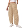 image:imagePRETTYGARDEN Plaid Barrel Pants Women Summer 2026 Casual Loose Wide Leg Lounge Gingham Trousers Spring Fashion Beach BottomsKhaki Plaid
