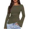 image:imagePRETTYGARDEN Womens Bell Long Sleeve Going Out Tops Asymmetric Shirts  Soft Ribbed KnitRuched Side Slim Fit TeesGoing Out Date Night OutfitFall Clothes 2026Business CasualampTravel All Day WearArmy Green