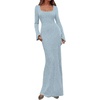 image:imagePRETTYGARDEN Womens Fall Long Sleeve Maxi Bodycon Dresses  Soft Stretchy Ribbed Knit Bell Sleeve Square Neck Mermaid Elegant Long Dress Wedding Guest Party 2026 Winter ClothingLight Blue