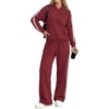 image:imagePRETTYGARDEN Womens Striped Sweatsuits 2 Piece Outfits Matching Lounge Sets  Oversized Hoodie Sweat Set Kangaroo Pocket Wide Leg Sweatpants Retro Y2K Casual Tracksuits Travel Airport Workout ClothesWine Red