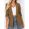 image:imagePRETTYGARDEN Womens 2026 Spring Blazers Business Casual Outfits Open Front Ruched 34 Sleeve Lightweight Work Suits JacketsDark Khaki