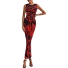 image:imagePRETTYGARDEN Womens Summer Wedding Guest Maxi Dress 2026 Spring Formal Floral Mesh Sleeveless Bodycon Vacation Long DressesBlack Red Flower