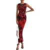 image:imagePRETTYGARDEN Womens Summer Wedding Guest Maxi Dress 2026 Spring Formal Floral Mesh Sleeveless Bodycon Vacation Long DressesBlack Red Flower