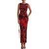 image:imagePRETTYGARDEN Womens Summer Wedding Guest Maxi Dress 2026 Spring Formal Floral Mesh Sleeveless Bodycon Vacation Long DressesBlack Red Flower