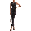 image:imagePRETTYGARDEN Womens Summer Wedding Guest Maxi Dress 2026 Spring Formal Floral Mesh Sleeveless Bodycon Vacation Long DressesFloral Black