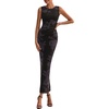 image:imagePRETTYGARDEN Womens Summer Wedding Guest Maxi Dress 2026 Spring Formal Floral Mesh Sleeveless Bodycon Vacation Long DressesFloral Black