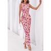 image:imagePRETTYGARDEN Womens Summer Wedding Guest Maxi Dress 2026 Spring Formal Floral Mesh Sleeveless Bodycon Vacation Long DressesFloral Brown Beige