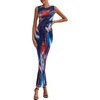 image:imagePRETTYGARDEN Womens Summer Wedding Guest Maxi Dress 2026 Spring Formal Floral Mesh Sleeveless Bodycon Vacation Long DressesFloral Grey Blue