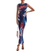 image:imagePRETTYGARDEN Womens Summer Wedding Guest Maxi Dress 2026 Spring Formal Floral Mesh Sleeveless Bodycon Vacation Long DressesFloral Grey Blue