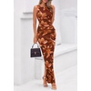 image:imagePRETTYGARDEN Womens Summer Wedding Guest Maxi Dress 2026 Spring Formal Floral Mesh Sleeveless Bodycon Vacation Long DressesFloral Red Brown