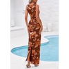 image:imagePRETTYGARDEN Womens Summer Wedding Guest Maxi Dress 2026 Spring Formal Floral Mesh Sleeveless Bodycon Vacation Long DressesFloral Red Brown