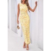 image:imagePRETTYGARDEN Womens Summer Wedding Guest Maxi Dress 2026 Spring Formal Floral Mesh Sleeveless Bodycon Vacation Long DressesFloral Yellow