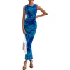 image:imagePRETTYGARDEN Womens Summer Wedding Guest Maxi Dress 2026 Spring Formal Floral Mesh Sleeveless Bodycon Vacation Long DressesGreen Blue Flower