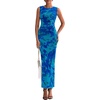 image:imagePRETTYGARDEN Womens Summer Wedding Guest Maxi Dress 2026 Spring Formal Floral Mesh Sleeveless Bodycon Vacation Long DressesGreen Blue Flower