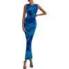 image:imagePRETTYGARDEN Womens Summer Wedding Guest Maxi Dress 2026 Spring Formal Floral Mesh Sleeveless Bodycon Vacation Long DressesGreen Blue Flower