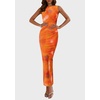 image:imagePRETTYGARDEN Womens Summer Wedding Guest Maxi Dress 2026 Spring Formal Floral Mesh Sleeveless Bodycon Vacation Long DressesPrint Orange
