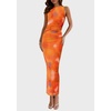 image:imagePRETTYGARDEN Womens Summer Wedding Guest Maxi Dress 2026 Spring Formal Floral Mesh Sleeveless Bodycon Vacation Long DressesPrint Orange