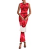 image:imagePRETTYGARDEN Womens Summer Wedding Guest Maxi Dress 2026 Spring Formal Floral Mesh Sleeveless Bodycon Vacation Long DressesRed Floral