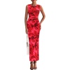 image:imagePRETTYGARDEN Womens Summer Wedding Guest Maxi Dress 2026 Spring Formal Floral Mesh Sleeveless Bodycon Vacation Long DressesRed Floral