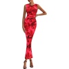 image:imagePRETTYGARDEN Womens Summer Wedding Guest Maxi Dress 2026 Spring Formal Floral Mesh Sleeveless Bodycon Vacation Long DressesRed Floral