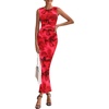 image:imagePRETTYGARDEN Womens Summer Wedding Guest Maxi Dress 2026 Spring Formal Floral Mesh Sleeveless Bodycon Vacation Long DressesRed Floral