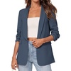 image:imagePRETTYGARDEN Womens 2026 Spring Blazers Business Casual Outfits Open Front Ruched 34 Sleeve Lightweight Work Suits JacketsDusty Blue
