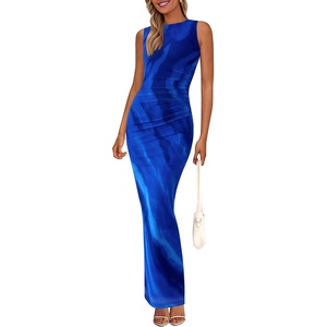 image:imagePRETTYGARDEN Womens Summer Wedding Guest Maxi Dress 2026 Spring Formal Floral Mesh Sleeveless Bodycon Vacation Long DressesBlue Watercolour